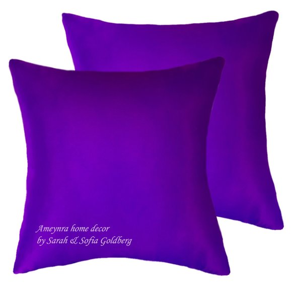 Pair of Purple Satin Pillows 12x12" ~ New, Soft, Square - Picture 1 of 1